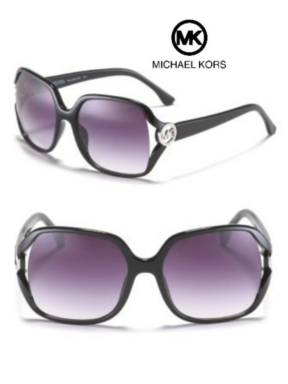 Michael Kors M2784S Pippa Sunglasses Black with Gradient Purple Lenses/Case NWOT